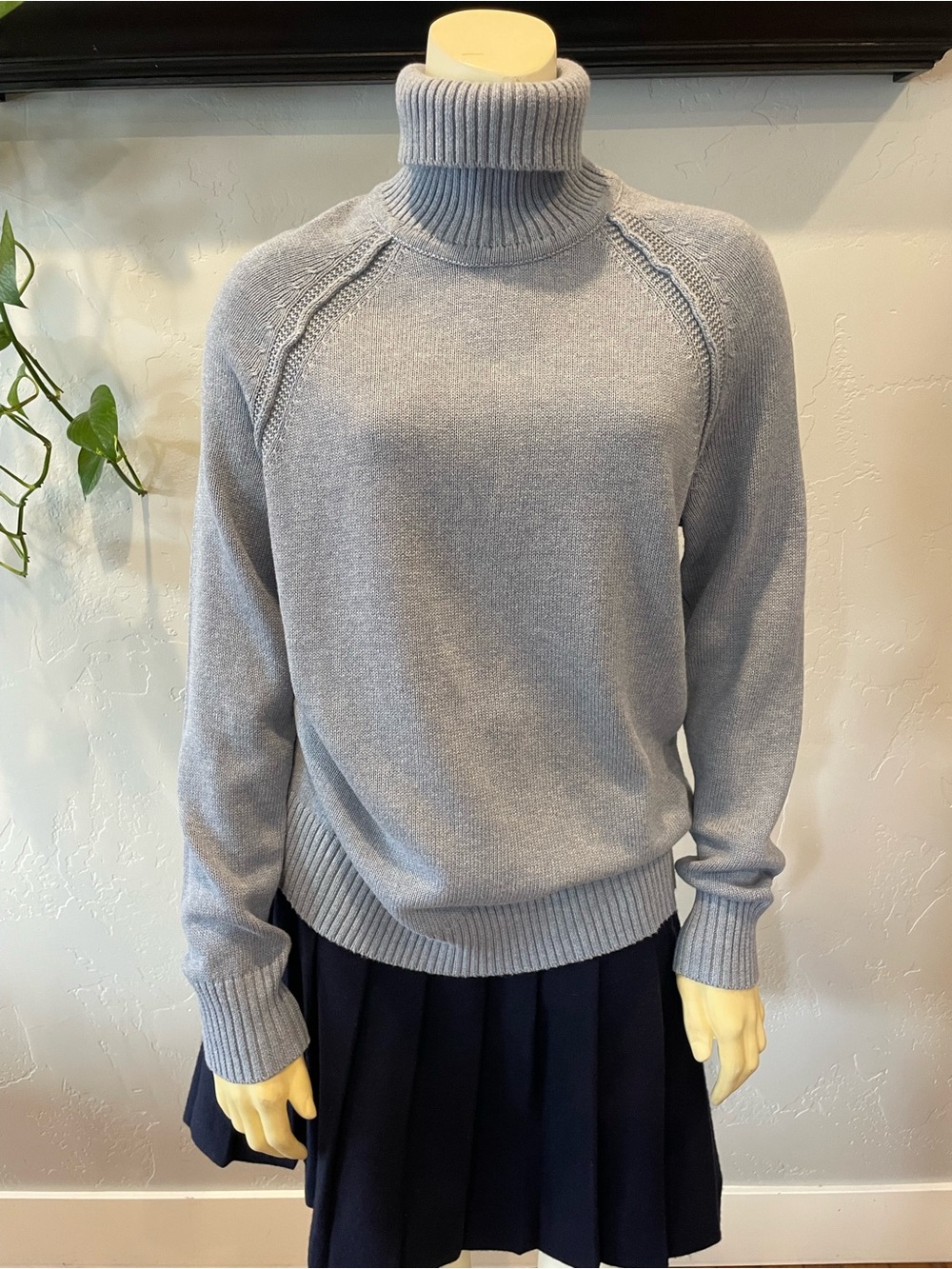 NWT 100% cotton knit turtleneck sweater light blue M